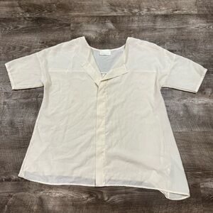 Zara Split Neck Line Short Sleeve Shirt Size Large